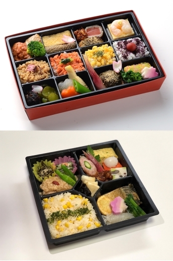 彩り弁当（上）と、あやめ弁当。テイクアウトもぜひお気軽に！「割烹 金子屋別館」