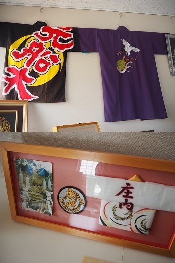 上：ハッピやダボシャツの刺繍
下：ワッペンやプリント「刺繍の前川」