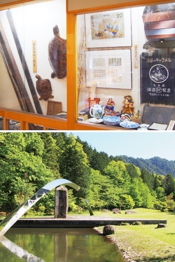 浦島太朗の釣竿が有る宝物館（上段）　寝覚の床美術公園（下段）「臨川寺」