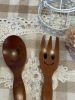 笑顔が映える癒しの木製食器「ニコニコ＆ウインク顔がかわいい♪木製キッズスプーン・フォーク」
