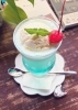 好きな色でクリームソーダをオーダーできます♪「カフェ小鹿」