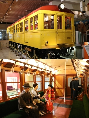重要文化財に指定された「1001号車」の車両とその車内「地下鉄博物館」