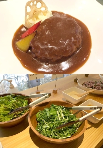 上：メイン
ビュッフェは野菜をふんだんに使った料理が並びます「レストランpopote」