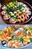 上）アメリカンロール寿司盛合せ
下）オードブル「19HITOYASUMI 戸出店」
