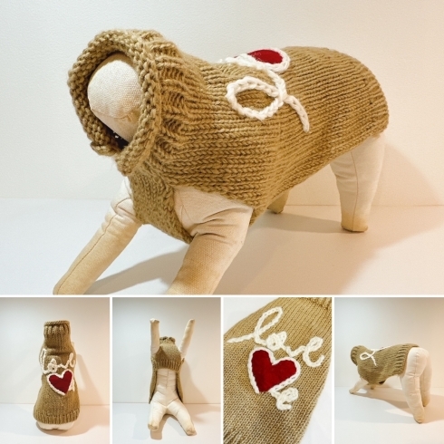 LOVE ME「丁寧に編まれた、犬用の手編みセーターです。」