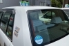 全車に除菌タクシーステッカーを設置。予防対策も万全です。「株式会社 聖篭タクシー」