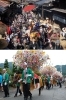 風俗行列（上）　花馬祭り（下）「南木曽町役場」