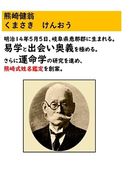 熊崎健翁師は我が国の正統姓名学の第一人者です。「姓名鑑定 金山知樹」