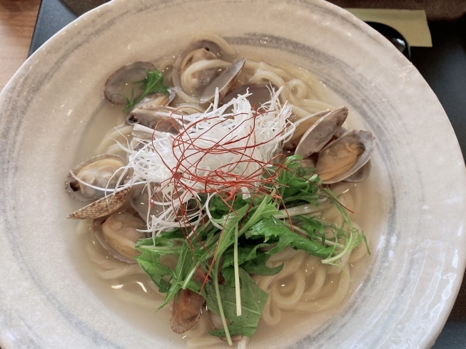 浅利と水菜の白湯うどん「New Open♫」