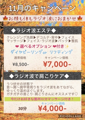 新しく仲間入りのラジオ波で11月キャンペーン‼️「出雲市白枝町のエステサロンMerci☆11月のキャンペーン‼️ラジオ波フェイシャルとっても良いです♡♡」