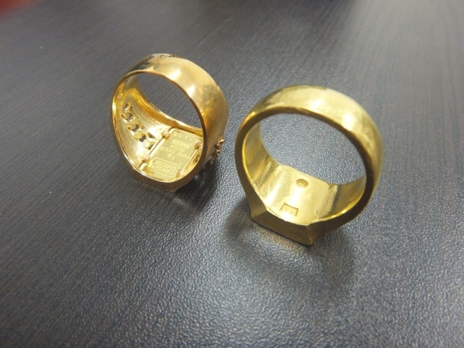 どこから見ても重量感のあるリング2点です♪「純金のリング お買取りします 京成八幡 大吉本八幡店」