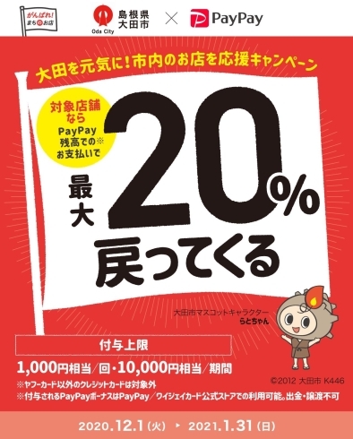 PayPayキャンペーン実施中「2020年も大変お世話になりましたm(_ _)m」