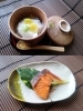 上　甘鯛の蒸し
下　サーモンの西京味噌焼き「京割烹 阿くつ」