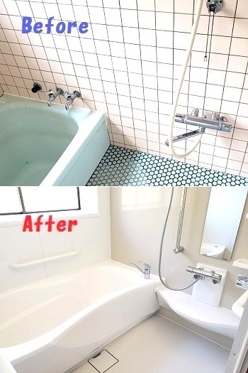 お風呂のリフォーム事例。
明るく清潔感のある空間に♪「タナカ工業株式会社」