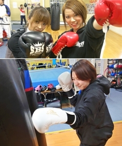 女性も楽しくトレーニングしています。「シュガーナックルボクシングジム松江」