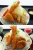 女性に人気のエビフライ。
かきフライやヒレカツと一緒にどうぞ「とんかつ お食事処 かつみち」