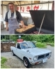 店主・かつみじぃや（上）と往年の名車・日産サニートラック「石焼き芋にほんまつ by ADATARAふぁーむ」