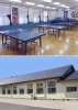 上）卓球場
下）外観「ワダ卓球」