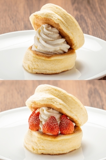 上：生クリーム
下：イチゴ「pancake prank（パンケーキプランク）」