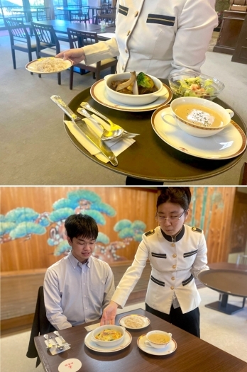 お食事の配膳
メニュー説明「松栄館」