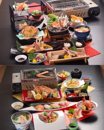 （写真上）雅　5,500円　　（写真下）　蛍　8,800円「京風かに・鰻料理 和音」