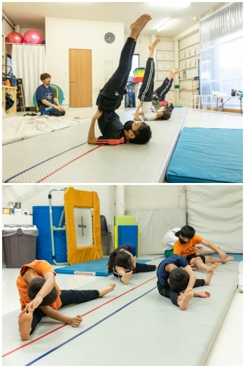 筋力や柔軟性を高め、基礎的な運動能力を伸ばします。「One on Oneバク転・アクロバット教室 江戸川本校」