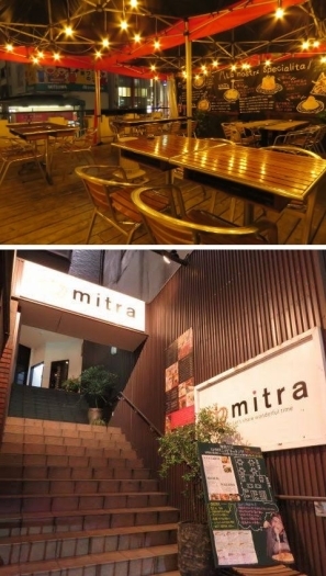 居酒屋さんの横の階段を上がった2階にございます！「mitra1st ミトラダイニングキッチン 松山・松山市駅」