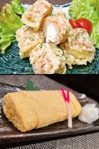 クリームチーズのちくわ天ぷらと出汁巻き玉子「IZAKAYA 時々jiji 三島店」
