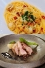 ベビーホタテとウニクリームパスタ／アンデス豚肩ロース直火焼き「PASTA＆CAFE ROSSO FILO（パスタアンドカフェ ロソフィーロ）」