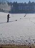 レンジ内！雪が早く溶けるように歩きました。「雪かき終わりました。」