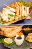（上）ズワイガニの盛り合わせ
（下）ほっけの干物プレート「つきじ小路」