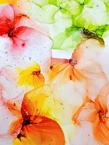 季節の花をアルコールインクアートで表現！　世界に1つの作品です「ソライロ」