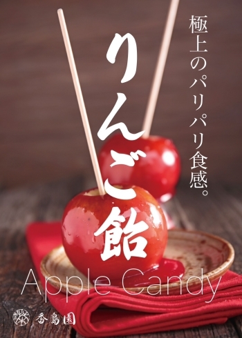 香島園特製「りんご飴」。
極上のパリパリ食感、ぜひお試しを！「茶道 香島園」