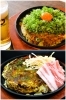 上：極旨！！バンビ焼き
下：肉玉そば（トッピングでアレンジ可）「お好み焼き鉄板焼きバンビ」