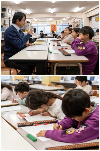 先生と読上算の練習をしたり、暗算プリントに集中したり…「Sanraku Soroban School 日本橋校」
