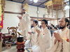 「【帰山奉告式③】帰山奉告式（本堂内）御祈祷・撰経を背中に押し当てます！◾️令和7年2月16日（日）100日間の大荒行（再行）を終えた妙栄院住職：及川浩正上人［京成高砂駅より徒歩5分・無人野菜販売所・鬼子母神・日蓮宗ご祈祷］」