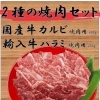 2種の焼肉セット　国産牛カルビ/輸入牛ハラミ　各種焼肉用カット約400ｇ