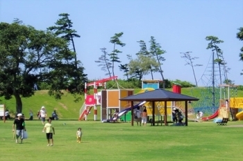 子どもたちに大人気の芝滑りとザイルクライミング「鹿島灘海浜公園」