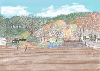八国山緑地のイラスト「東村山を描く人 舞子」