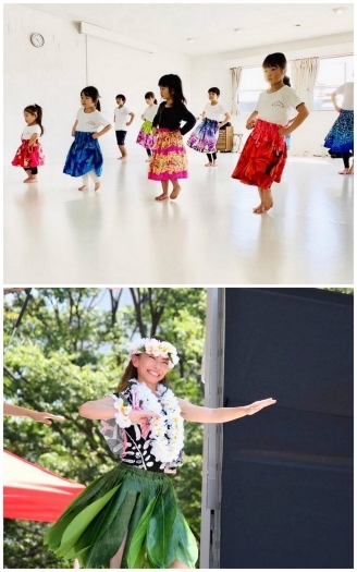 上：好きなパウスカートを着て練習します
下：講師　Norimi「Dance Studio AINA」