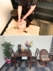 上　女性に大人気！　顔つぼエステ
下　ごゆっくり、おくつろぎ下さい「ヒマワリエステサロン」