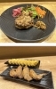 （上）蓮芯自慢のハンバーグ（下）仙寿卵の卵焼とあっさり手羽先「蓮芯」