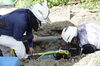 地中を走るガス管の交換をしているところです。「出水ガス株式会社」