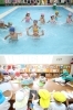 上：プールで水遊び（6～9月）
下：自由に使える図書室は貸出◎「認定こども園 桜の聖母幼稚園」
