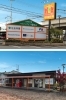 上：展示場の目印「看板」
下：ご案内受付窓口「センターハウス」「ハウジングピア福知山」