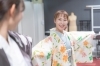 着付け体験は、洋服の上から着物の着用を実際に行います。「きもの着方教室 いち瑠本八幡校」