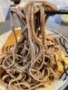 「甘くてボリュームたっぷり・厚揚げきつね蕎麦を試作中です」