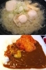 宗谷産帆立貝使用のホタテラーメン塩とホタテフライカレーです「シーサイドレストラン yu～来」