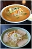 上　きくすいのみそらーめん
下　あじ庵食堂の潮ラーメン「大和冷蔵」