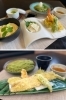 上：ミニ湯葉丼御膳
下：穴子天ざるそば「京茶そば 多夢」